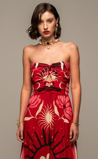 PASSIONFLOWER STRAPLESS DRESS