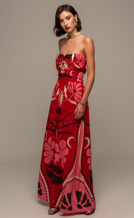 PASSIONFLOWER STRAPLESS DRESS