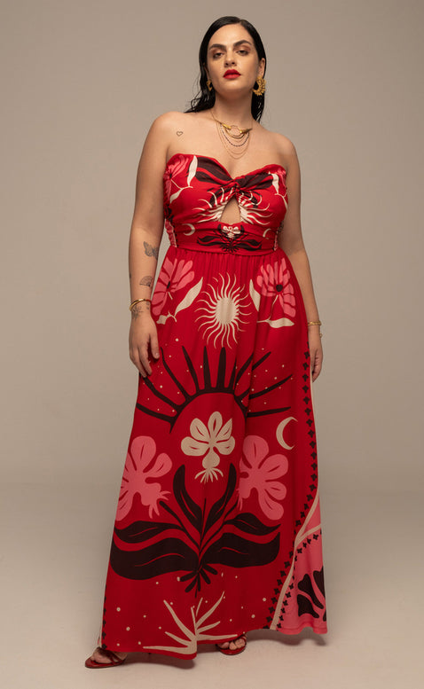PASSIONFLOWER STRAPLESS DRESS