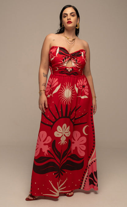 PASSIONFLOWER STRAPLESS DRESS