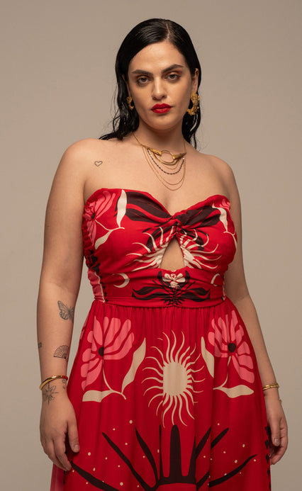 PASSIONFLOWER STRAPLESS DRESS