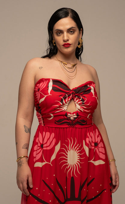 PASSIONFLOWER STRAPLESS DRESS