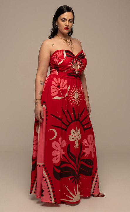 PASSIONFLOWER STRAPLESS DRESS