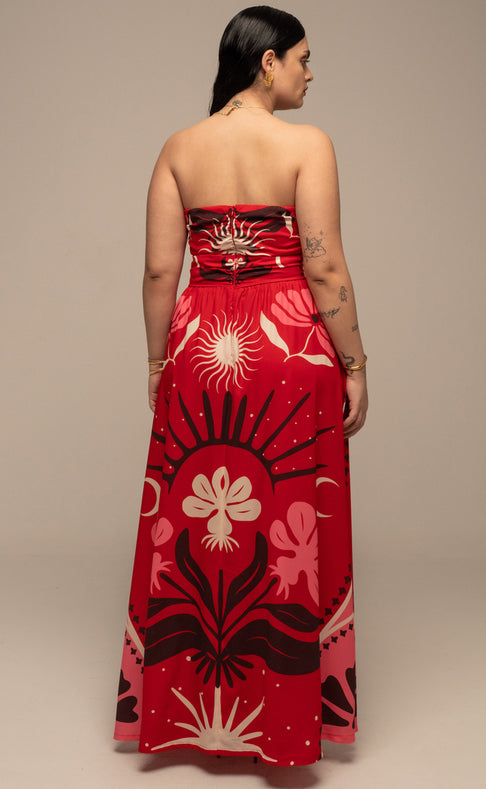 PASSIONFLOWER STRAPLESS DRESS