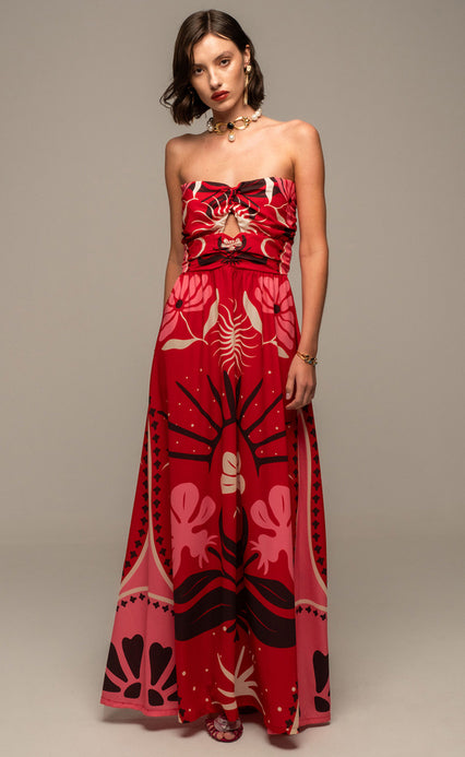 PASSIONFLOWER STRAPLESS DRESS