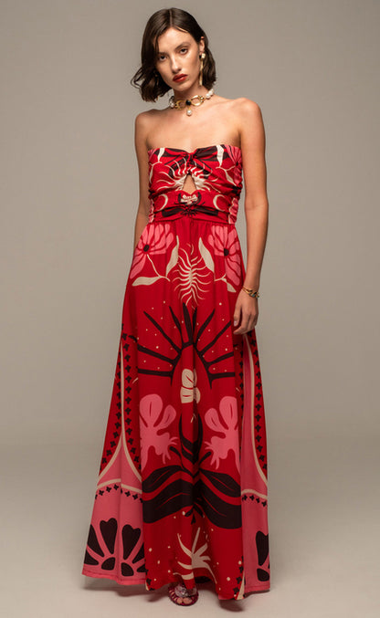 PASSIONFLOWER STRAPLESS DRESS