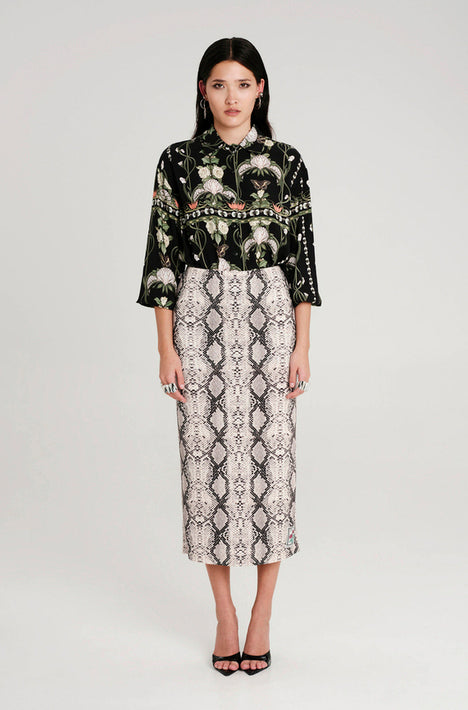 SERPENTINE MIDI SKIRT