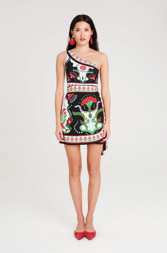  POMEGRANATE WRAP MINI SKIRT - Vesta Donna 