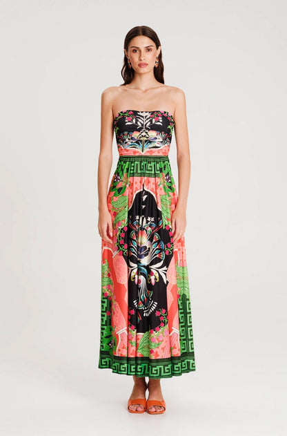 RAINFOREST STRAPLESS LONG DRESS
