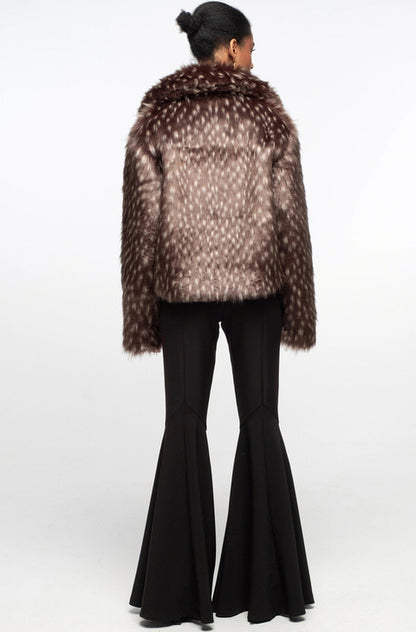 LAVISH ECO FUR COAT FAUX LYNKS