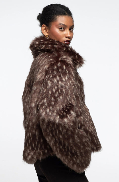 LAVISH ECO FUR COAT FAUX LYNKS