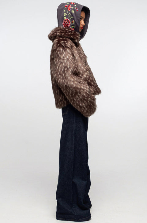 LAVISH ECO FUR COAT FAUX LYNKS