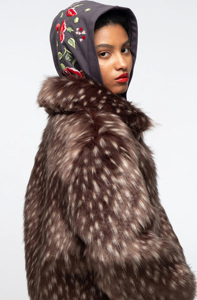 LAVISH ECO FUR COAT FAUX LYNKS