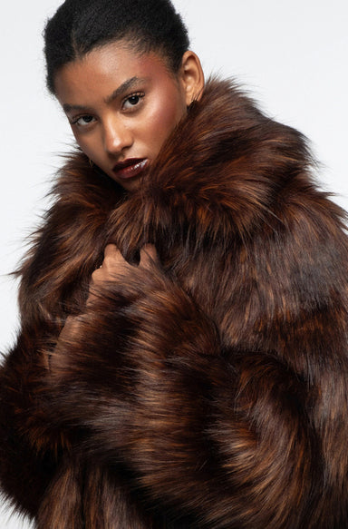LAVISH ECO FUR COAT FAUX FOX