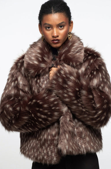 LAVISH ECO FUR COAT FAUX LYNKS