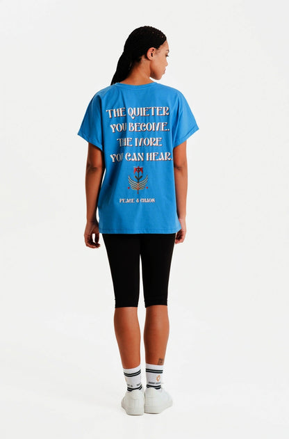 SERENITY LOOSE-ART T-SHIRT BLUE - Cotton
