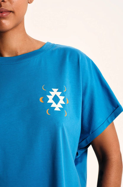 SERENITY LOOSE-ART T-SHIRT BLUE - Cotton