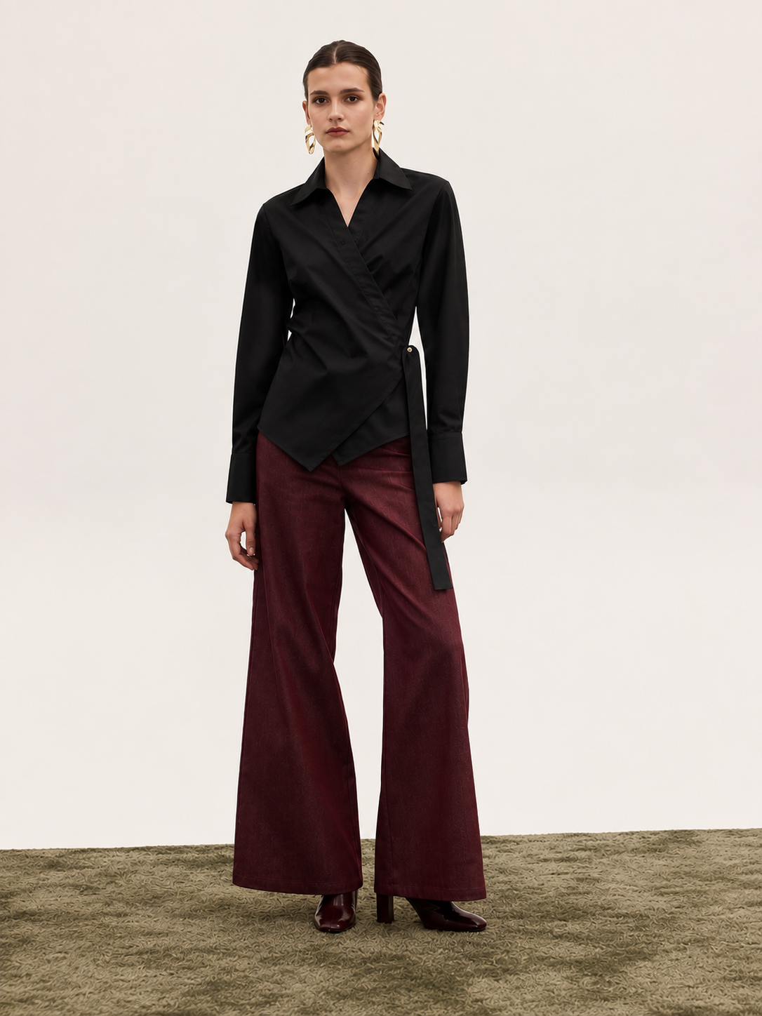 ELLIE WRAP SHIRT BLACK