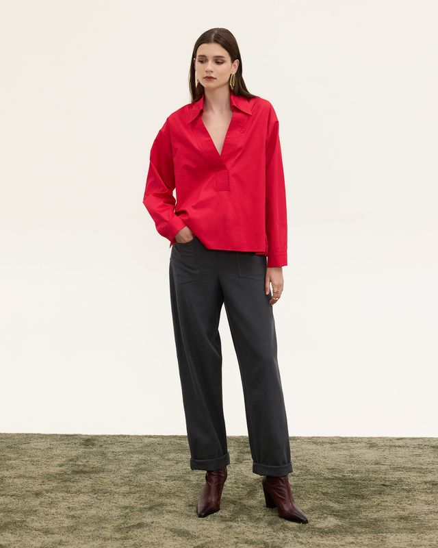 RUBY POPLIN SHIRT RED