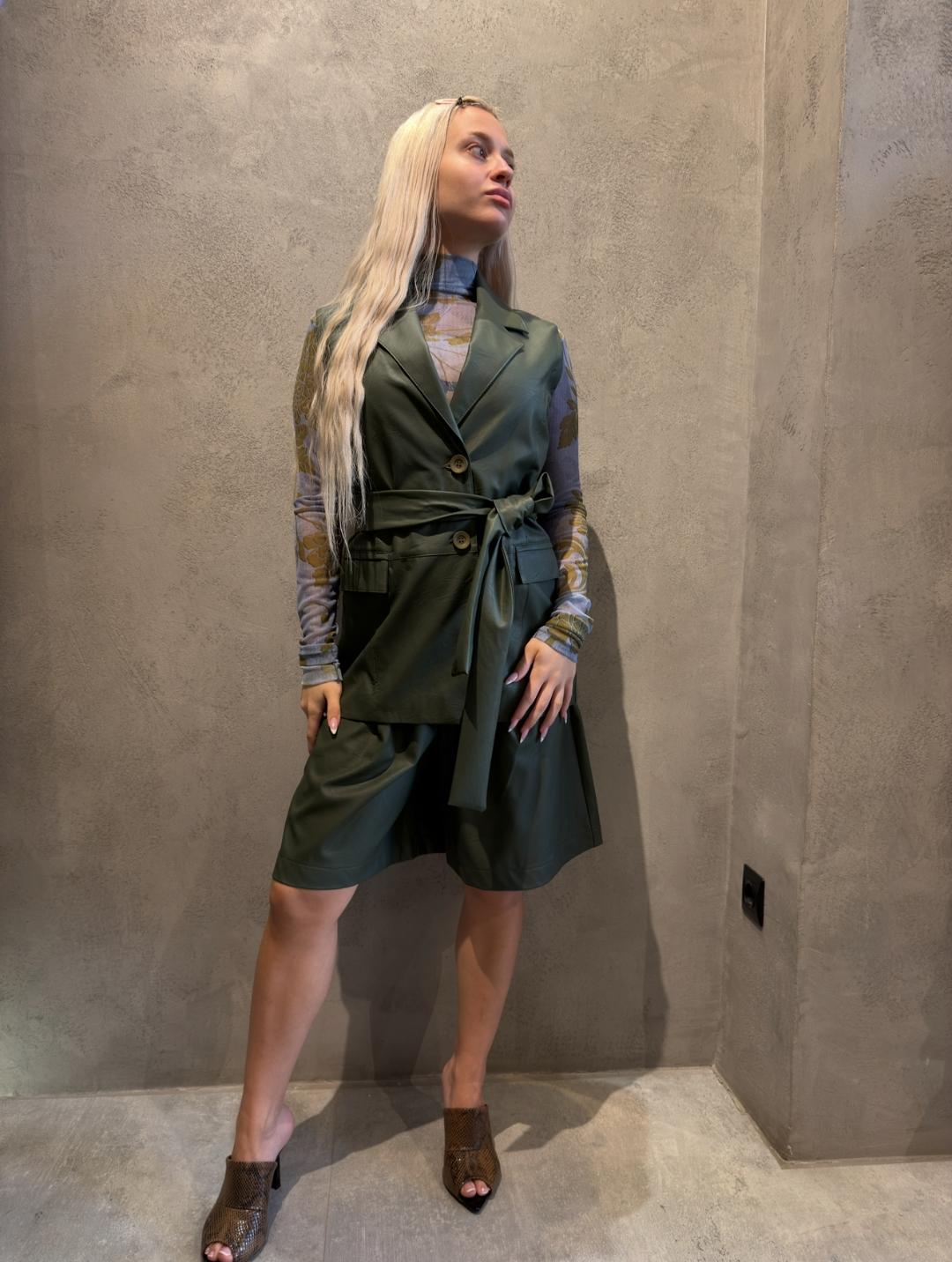 ADALIN ECO LEATHER VEST KHAKI