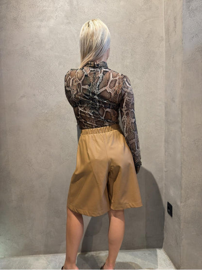 LINA ECO LEATHER SHORTS BEIGE