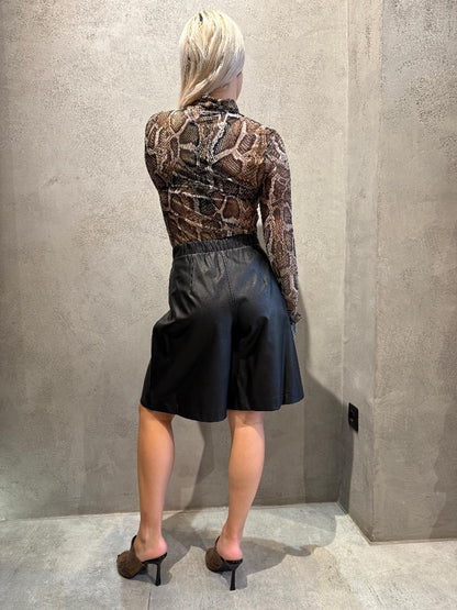 LINA ECO LEATHER SHORTS BLACK