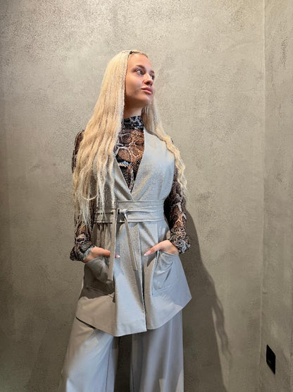 RENEE ECO LEATHER VEST GREY