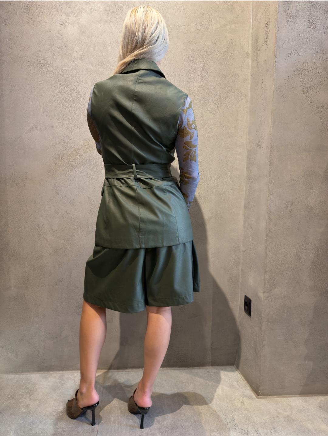 ADALIN ECO LEATHER VEST KHAKI