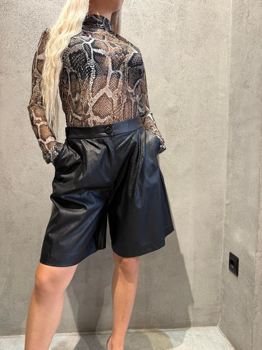 LINA ECO LEATHER SHORTS BLACK
