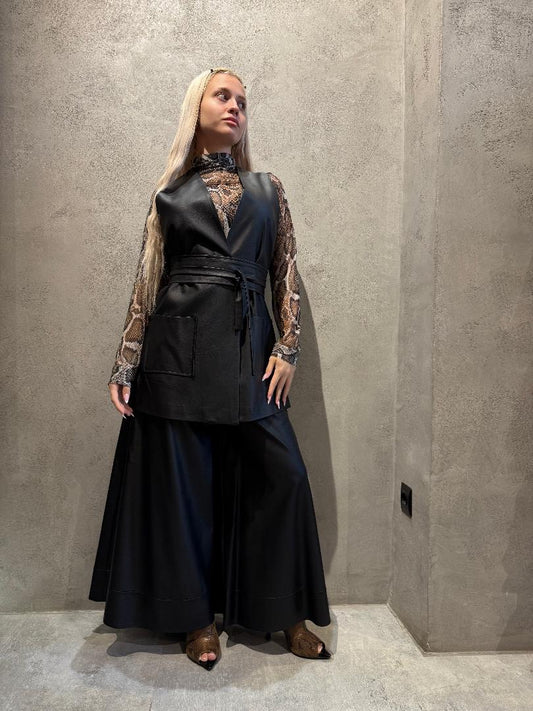 RENEE ECO LEATHER VEST BLACK