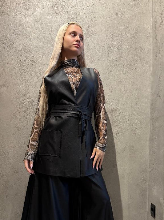 RENEE ECO LEATHER VEST BLACK