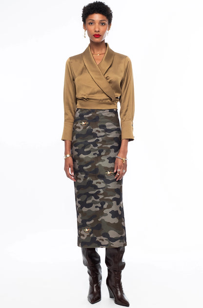 CAMOUFLAGE MIDI SKIRT